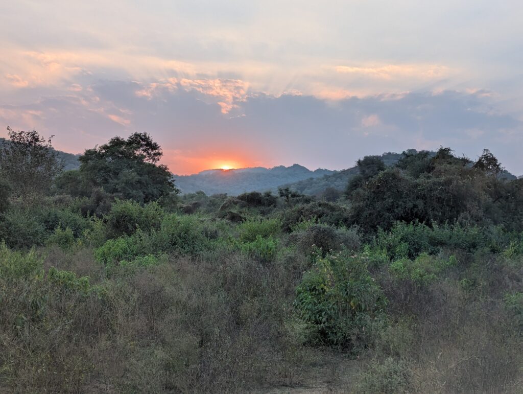 Beautiful sunset over a hill