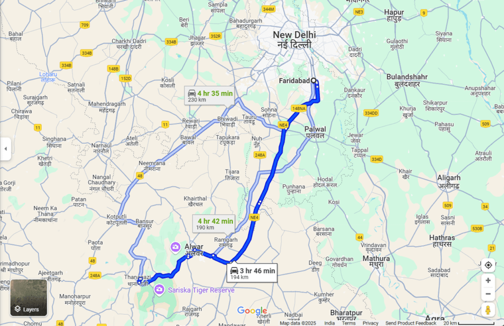 The route map to Sariska